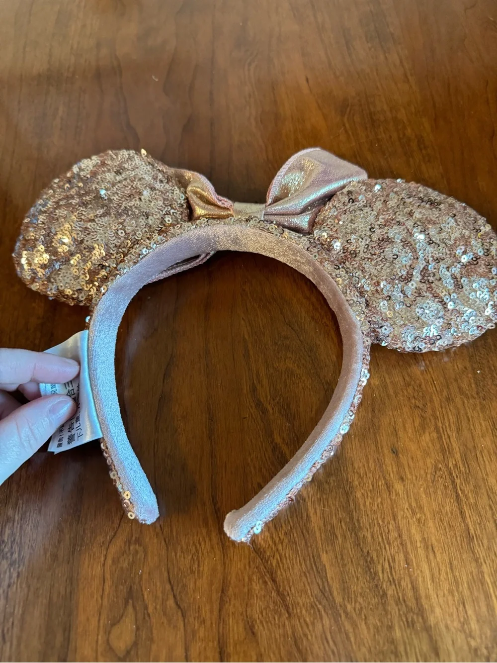 Disney Parks Rose Gold Sequin Minnie Mouse Ears - Picture 2 of 3